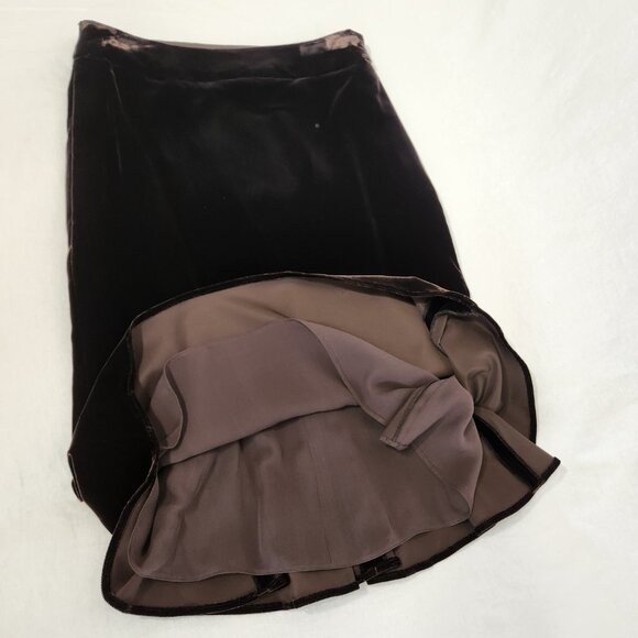GIORGIO ARMANI Vintage Chocolate Velvet Skirt Size 46 US 6/8 Italy Exc. Condit. - Picture 8 of 16